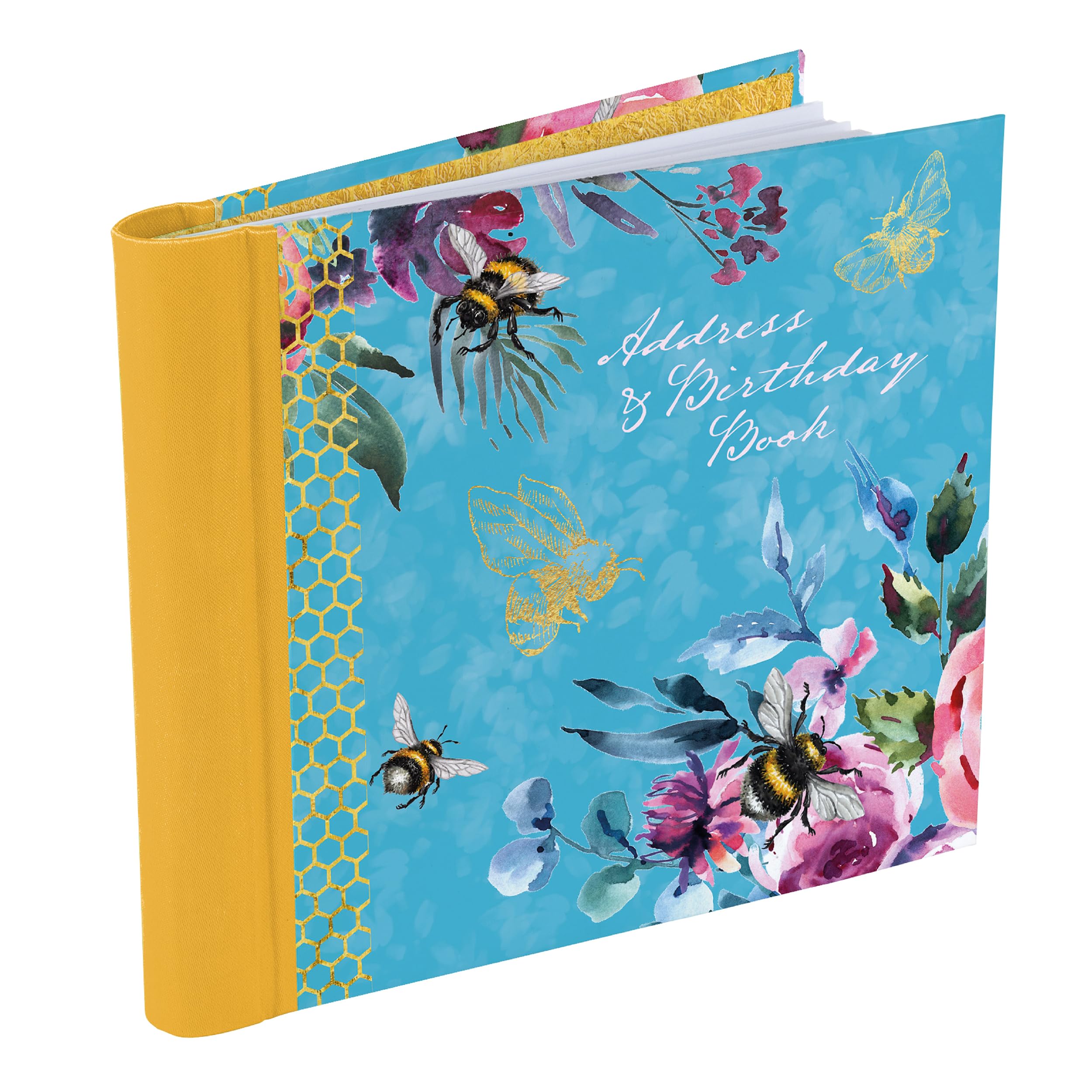 Gifted Stationery Address And Birthday Book For All Your Contacts. Cloth Covered Spiral Binding Journal Notebook To Keep Track Of Names, Address, Phone, Email, Birthdays And More, 200 Pages, Queen Bee