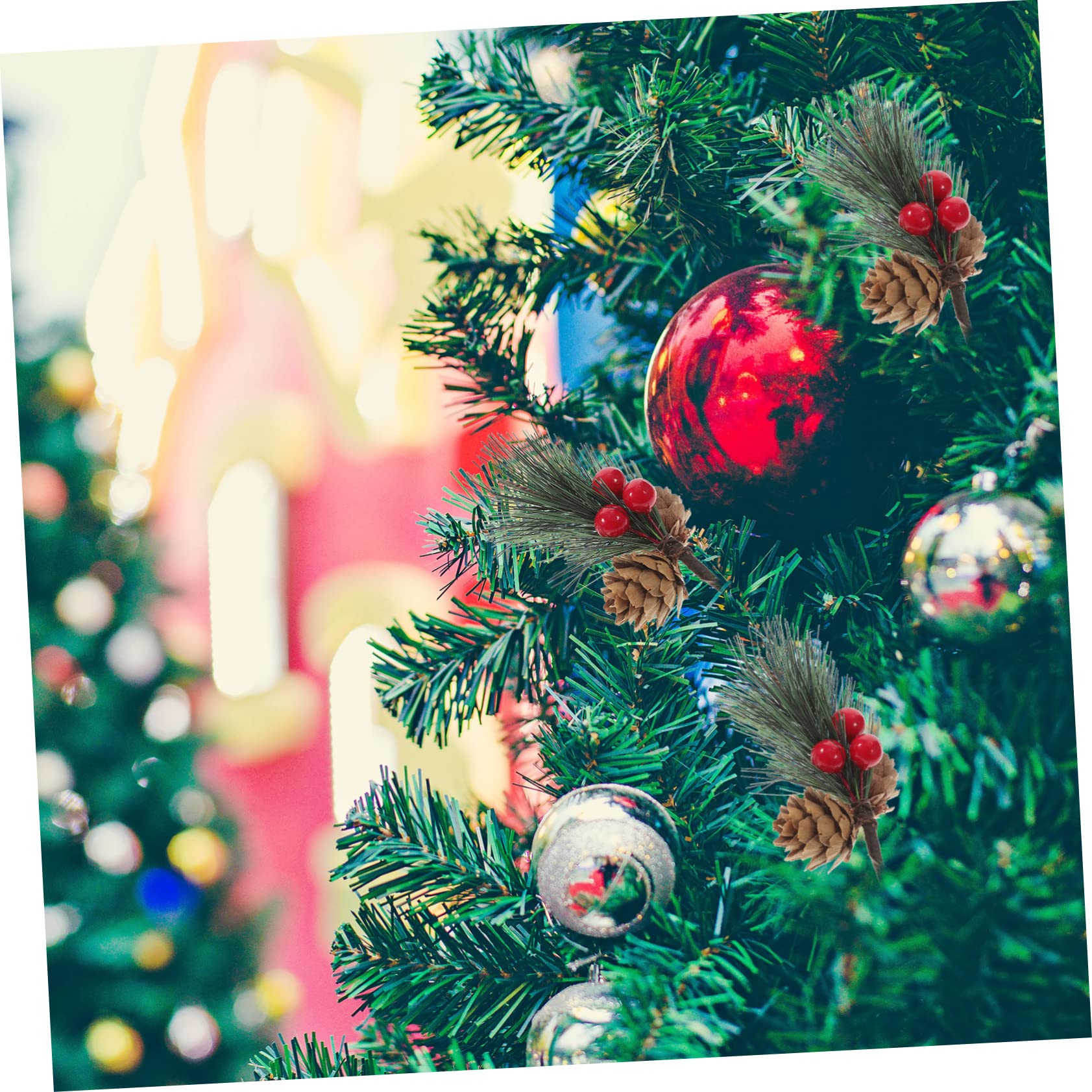 RLKHXBS 10 ück Tannenzapfen-Pflanzengirlande, künstliche Girlande, künstlicher Blumenkranz, Beerenpflücker, Weihnachtsbaum, zum Aufhängen, künstliche rote Beerenstiele, Weihnachten, Kunsthandwerk,