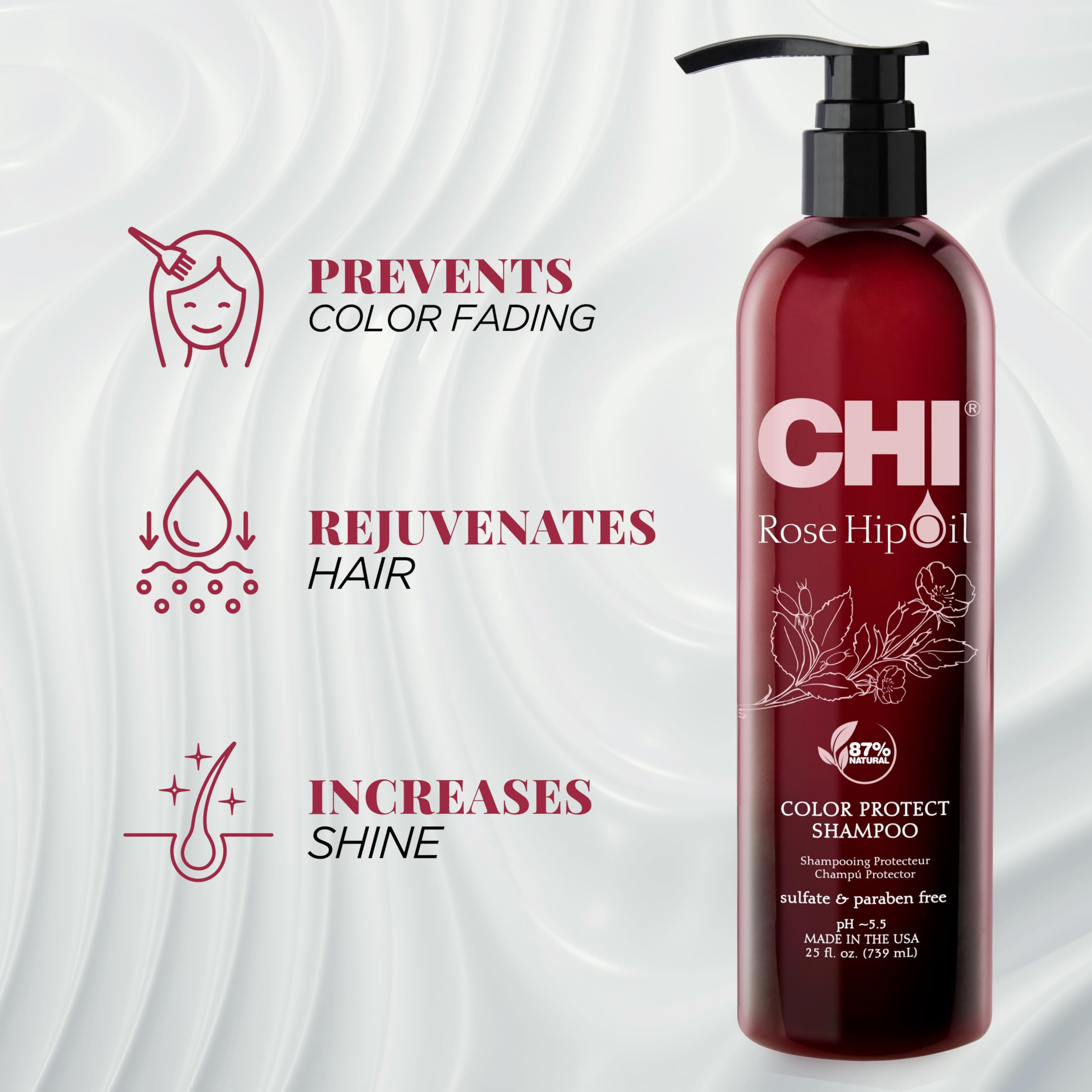 Amazon.com: CHI Rosehip Oil Protecting Shampoo, Gently Cleanses