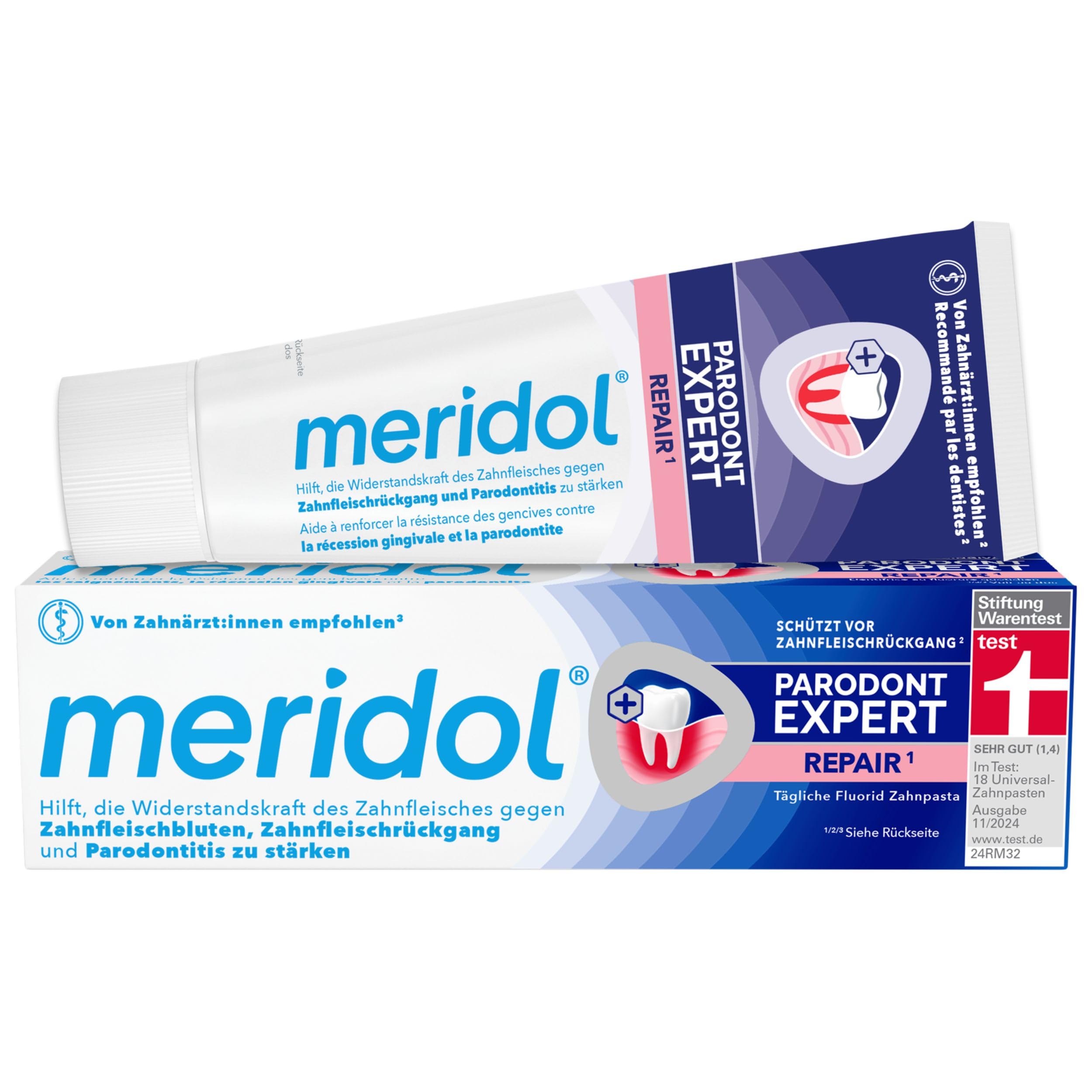 meridol Zahnpasta Parodont Expert 75 ml - Zahncreme wirkt antibakteriell und unterstützt so den natürlichen Heilungsprozess des Zahnfleisch