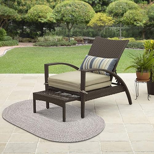 Vista 2 de DECOMALL Azure - Alfombras trenzadas para exteriores, alfombra ovalada para interiores, 3 x 5 pies, color gris