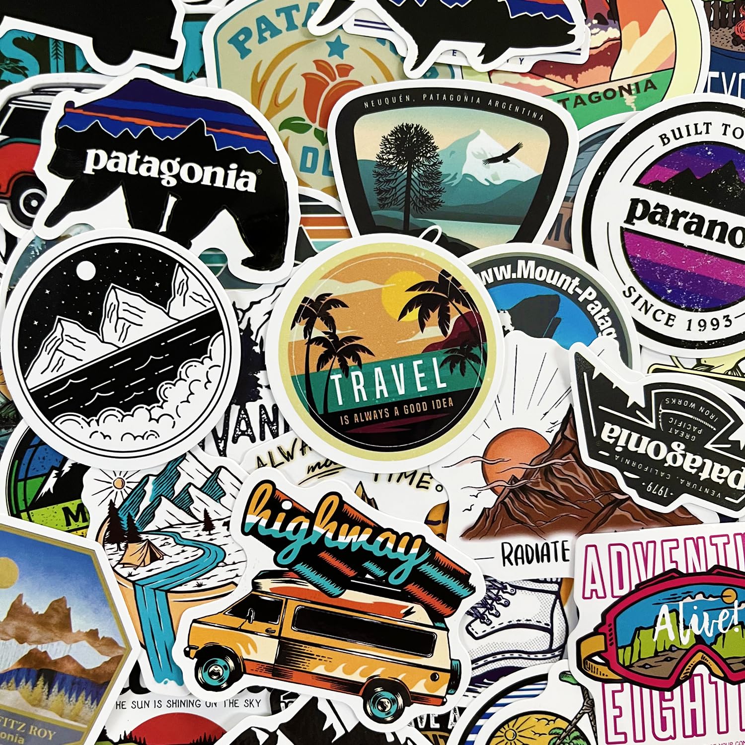 Amazon | 100枚ステッカーセット アウトドアキャンプスポーツタイド