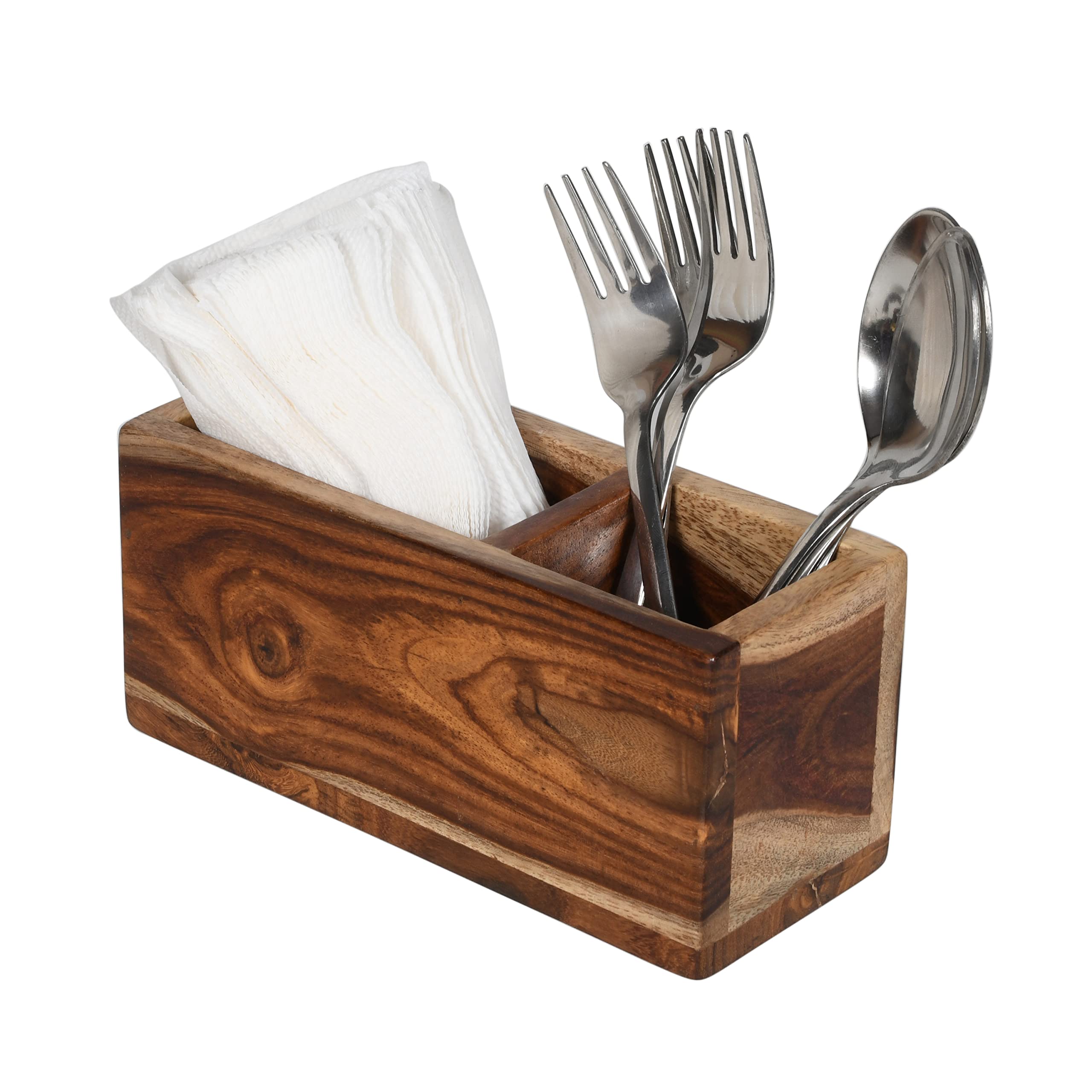 Woodee Wooden Cutlery Holder | Cutlery Rack | Caddy Holder | Utensils Stand for Kitchen | Fork Holder | Spoon Holder Stand for Dinning Table