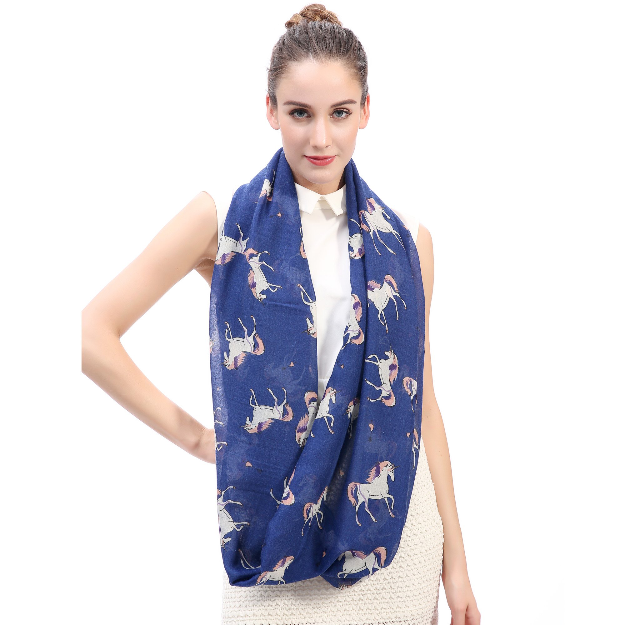 Lina & Lily Écharpe Foulard Femme Imprimé Constellation Étoiles - 180x90cm Polyester Léger