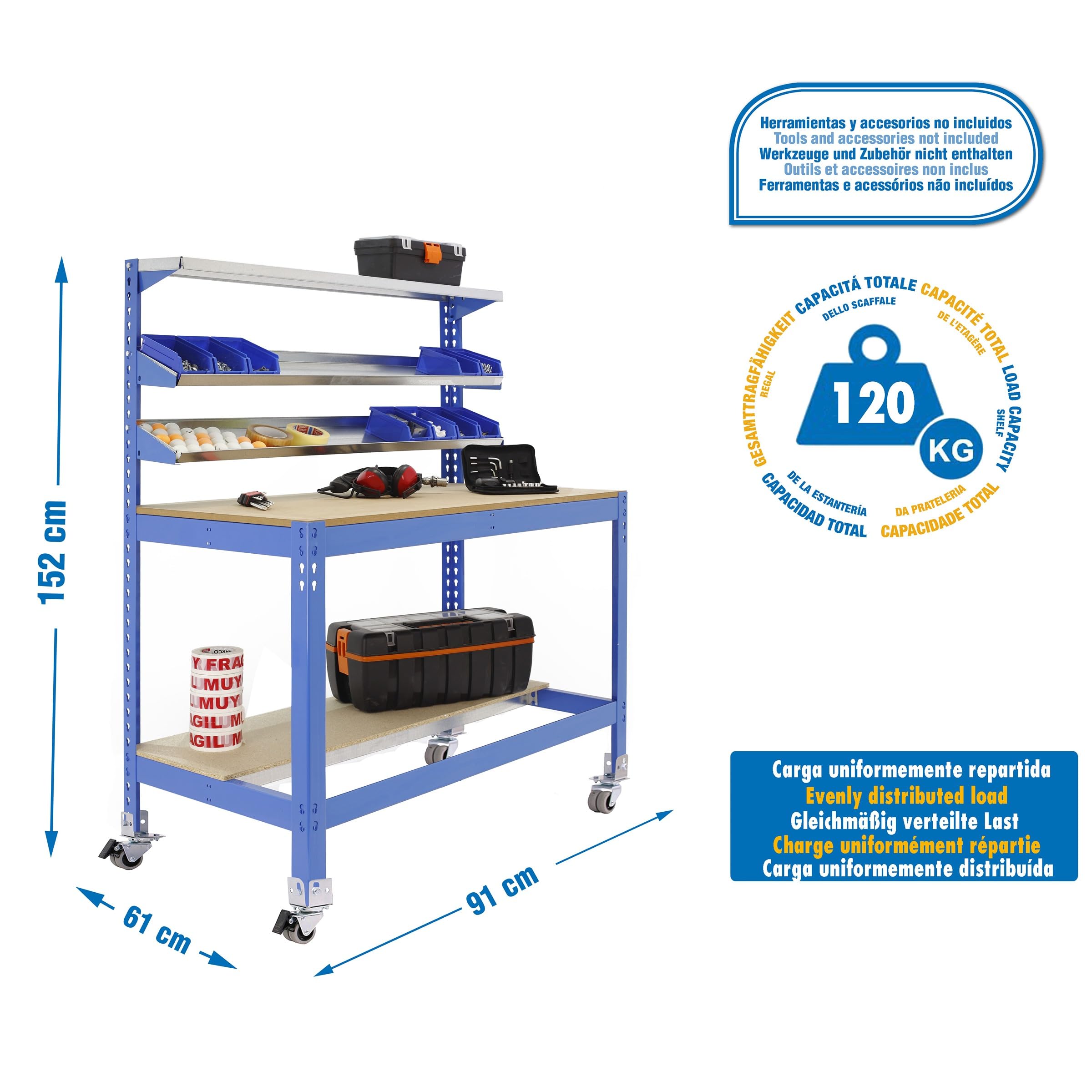 Simon Rack Banco de Trabajo Taller con Ruedas 910x610 mm - BT1