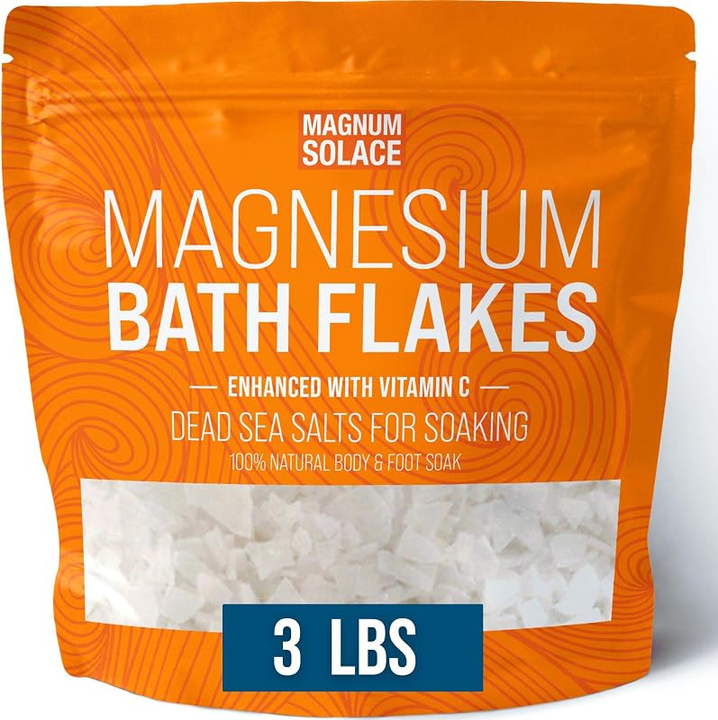 Flocos de cloreto de magnésio Magnum Solace para banho com cristais de vitamina C, 1,36 kg