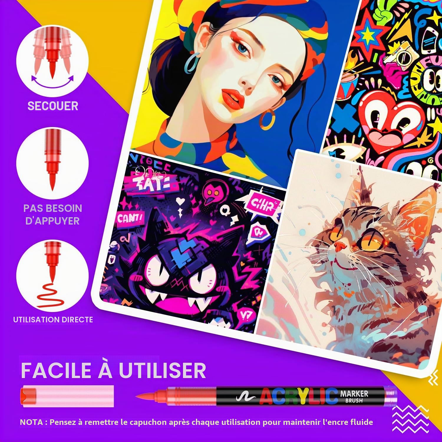 TrendGate 242 Couleurs Feutre Acrylique, Marqueur Peinture Acrylique 240+2