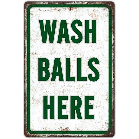 Wash Balls Here Vintage Golf Tin Sign - A Humorous Wall Decoration for Golf Enthusiasts
