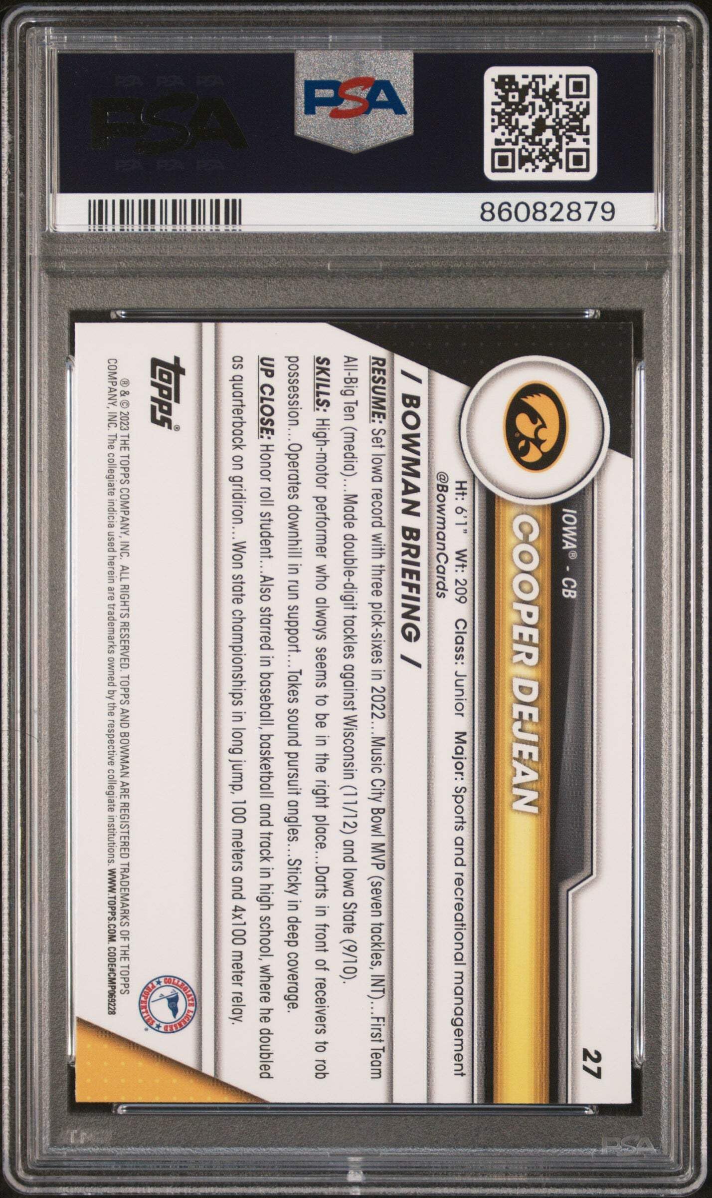 Amazon.com: Graded 2023 Topps Bowman U Sapphire Cooper DeJean #27