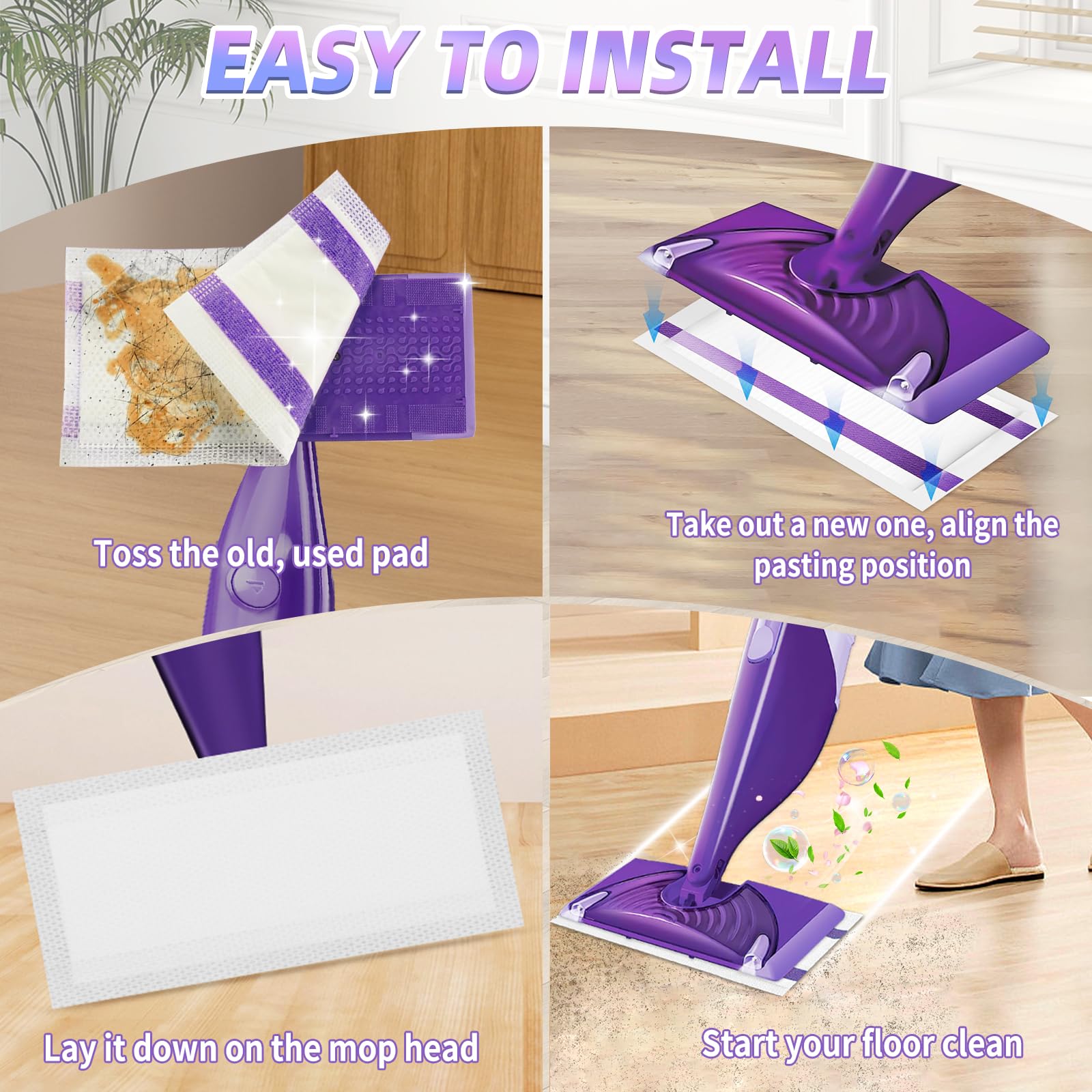40 almohadillas de fregona desechables para mopa húmeda, repuesto para almohadillas húmedas Swiffer Wet Jet, repuesto compatible con almohadillas Swiffer Wet Jet de grosor y absorbentes para el hogar