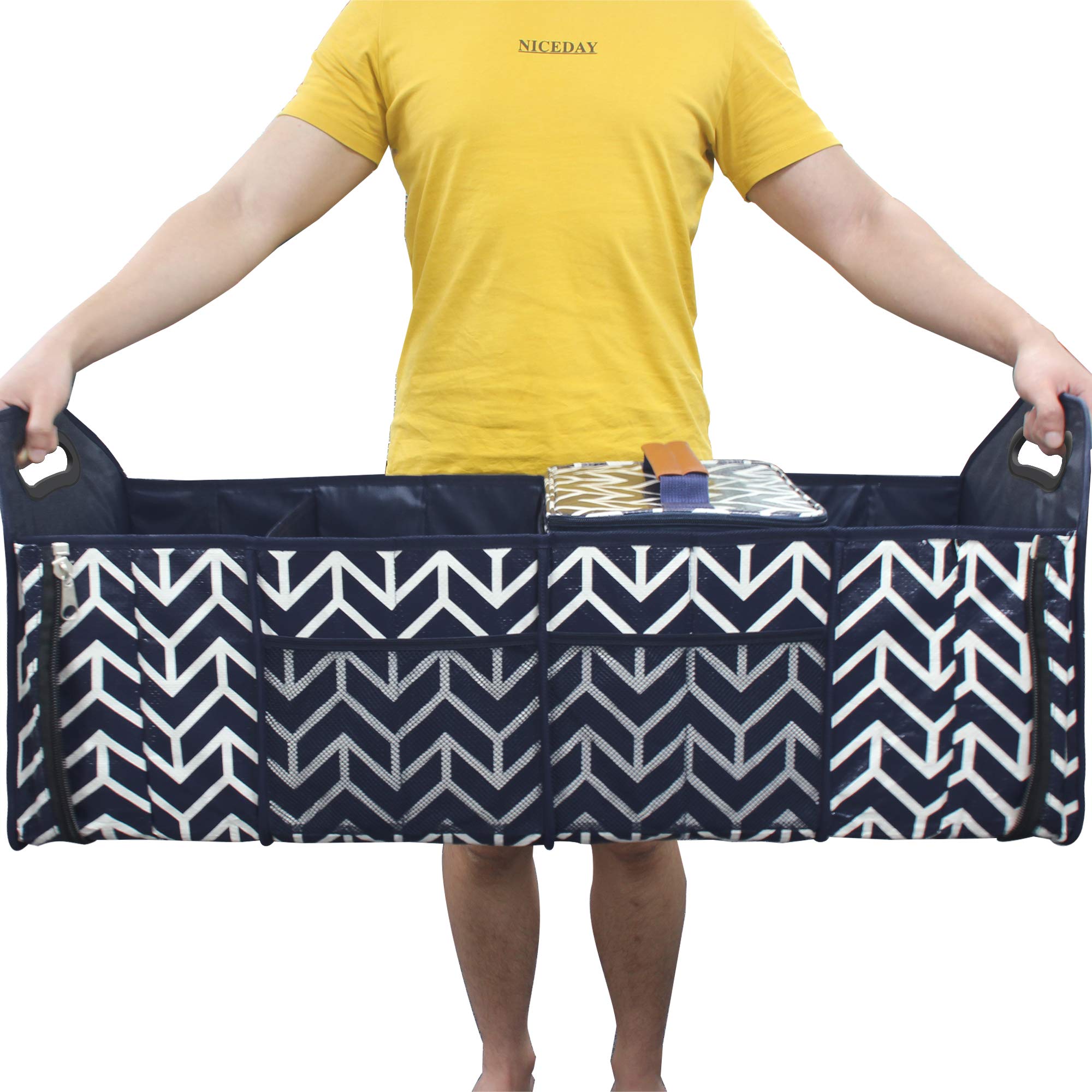 Trunk Organizer, Foldable Cargo Storage Bag Portable Insulation Cooler Bag Collapsible Vehicle