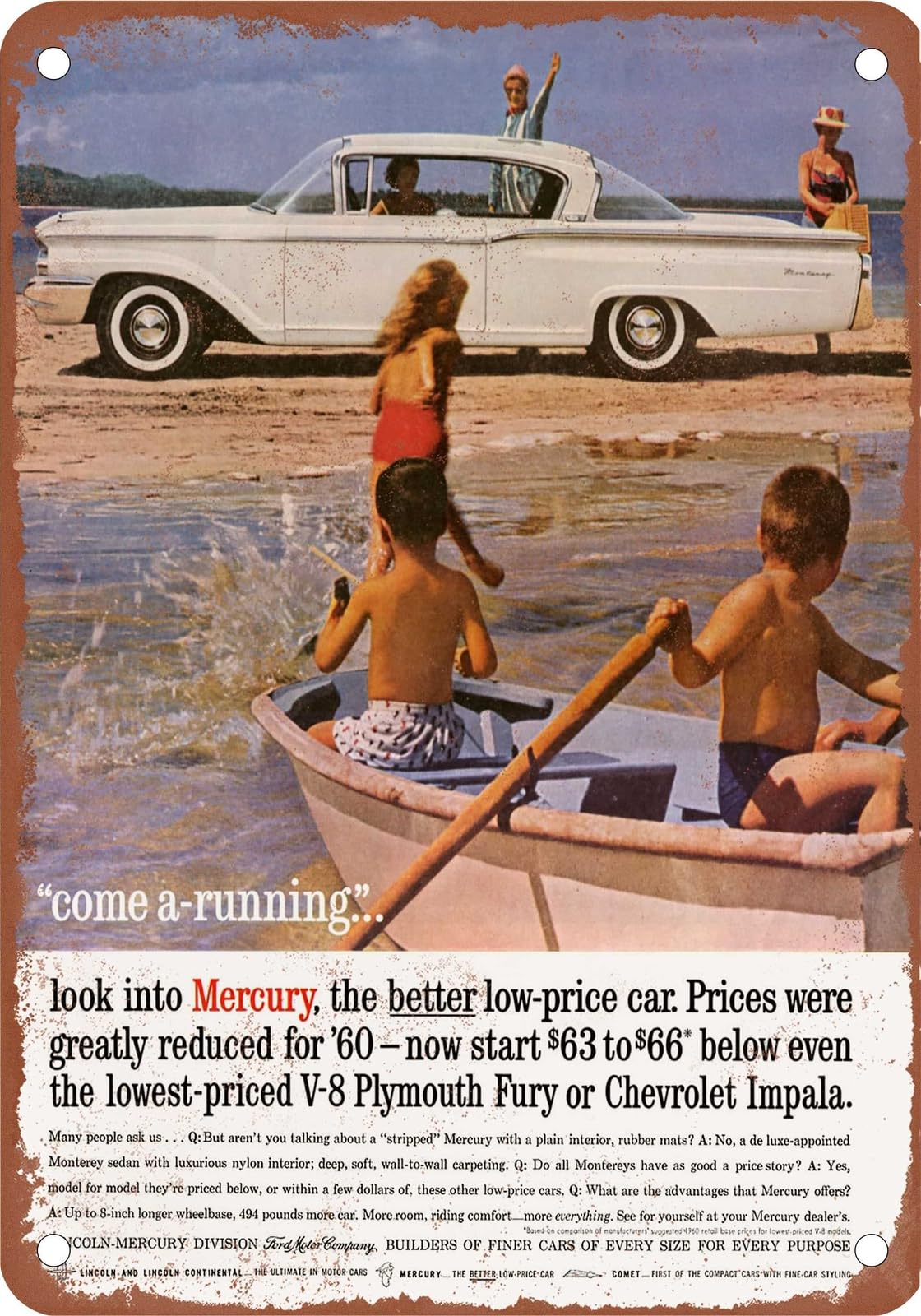 Miaomansenstore Metal Sign - 1960 Mercury Vintage Ad 01 - Old Retro Rusty Look Home Decor