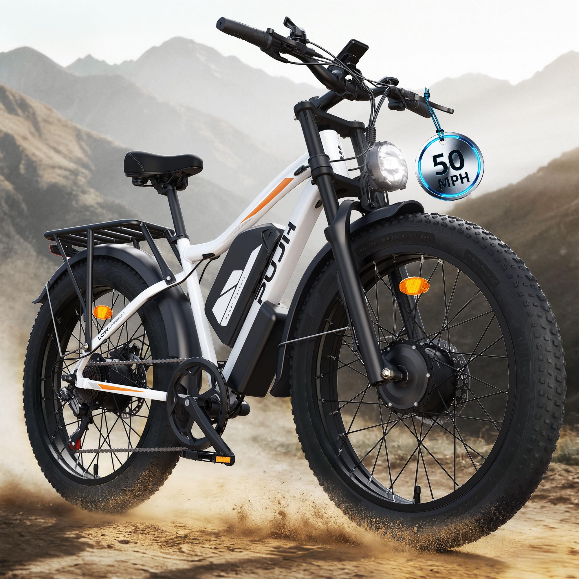 PUJH 6000W Dual Motor Electric Bike White
