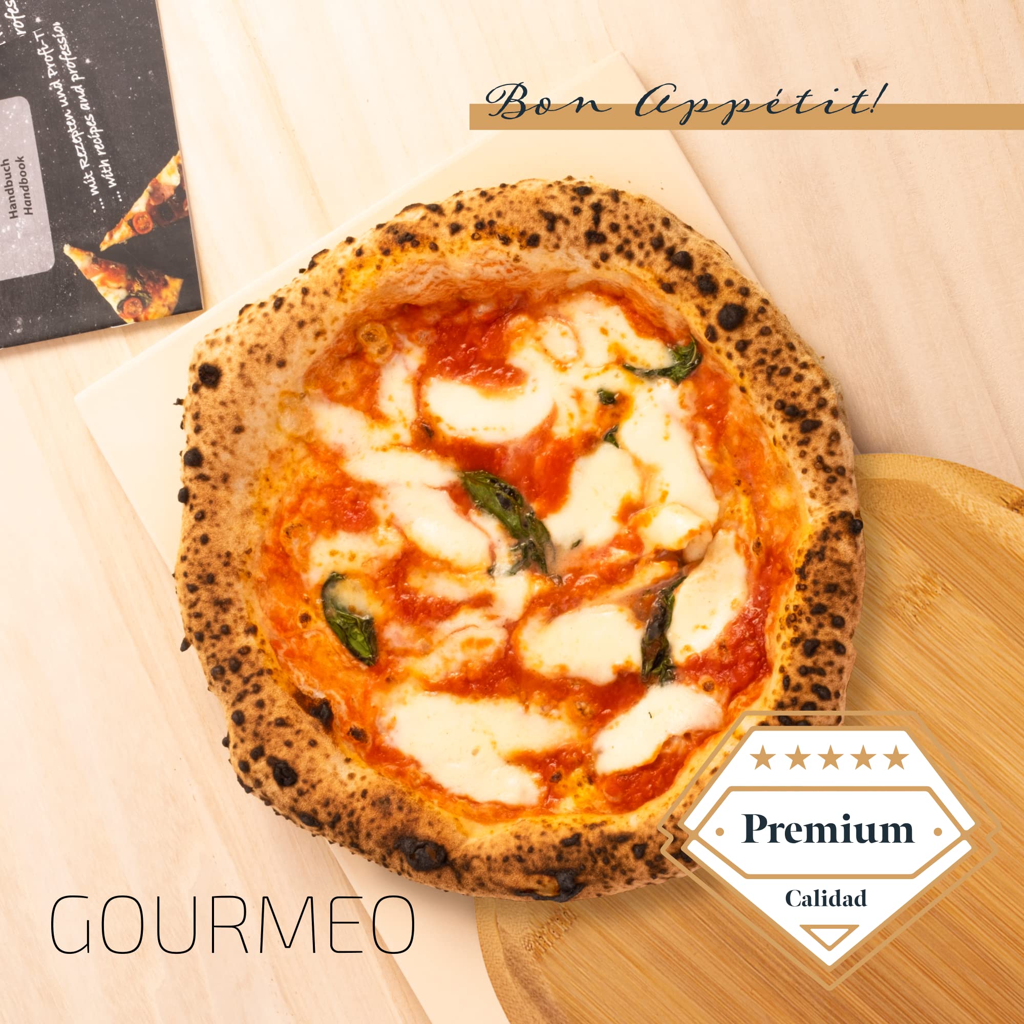 Juego de piedra para pizza para horno con pala de bambú, 38 x 30 cm, cuadrada, piedra para pizza para horno, piedra para pizza para barbacoa de gas, horno