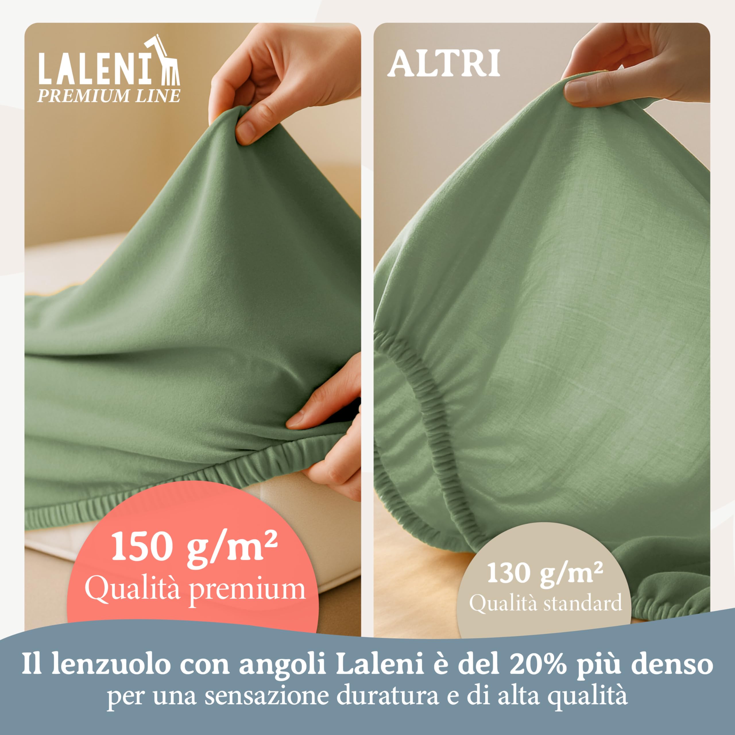 Laleni premium lenzuola culla 50x89 cm con angoli | lenzuola carrozzina neonato certificate OEKO-TEX | lenzuola con angoli 100% cotone | lenzuola lettino neonato | lenzuola per carrozzina | in verde