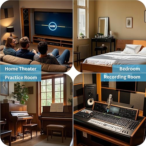 Miniatura 4 de Art3d Paquete de 10 paneles acústicos autoadhesivos con cinta acrílica, 12 x 48 pulgadas, paneles de pared de poliéster autoadhesivos que absorben