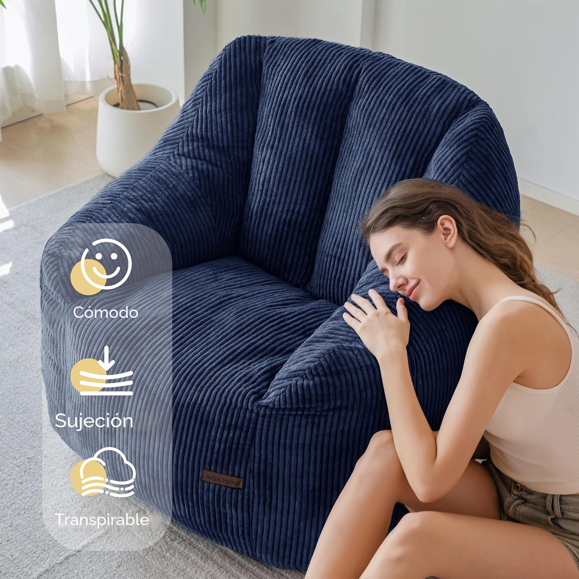 MAXYOYO Sillón Puff Sofá Puff con Relleno, Acogedor Sillón de Sala para Adultos y Niños, Sofá de Suelo Relleno para Leer en Dormitorios