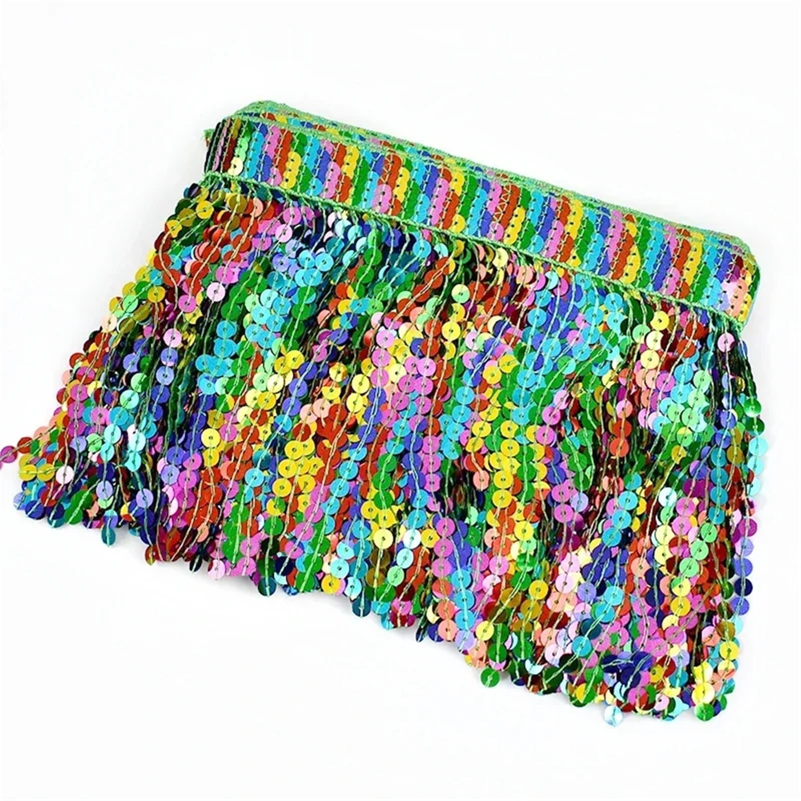 Fransenborte 1/2/3/5 Yards 16 cm bestickte Quaste Fransen Pailletten Spitzenbesatz Band for Latin Dance Kleidung Rock Besatz Zubehör