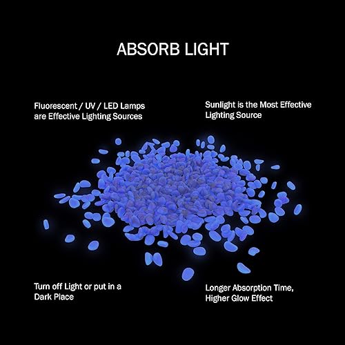 Miniatura 3 de Pure Garden Luces solares de guijarros que brillan en la oscuridad, 500 unidades, rocas decorativas azules para macizos de flores, pasarelas y patios