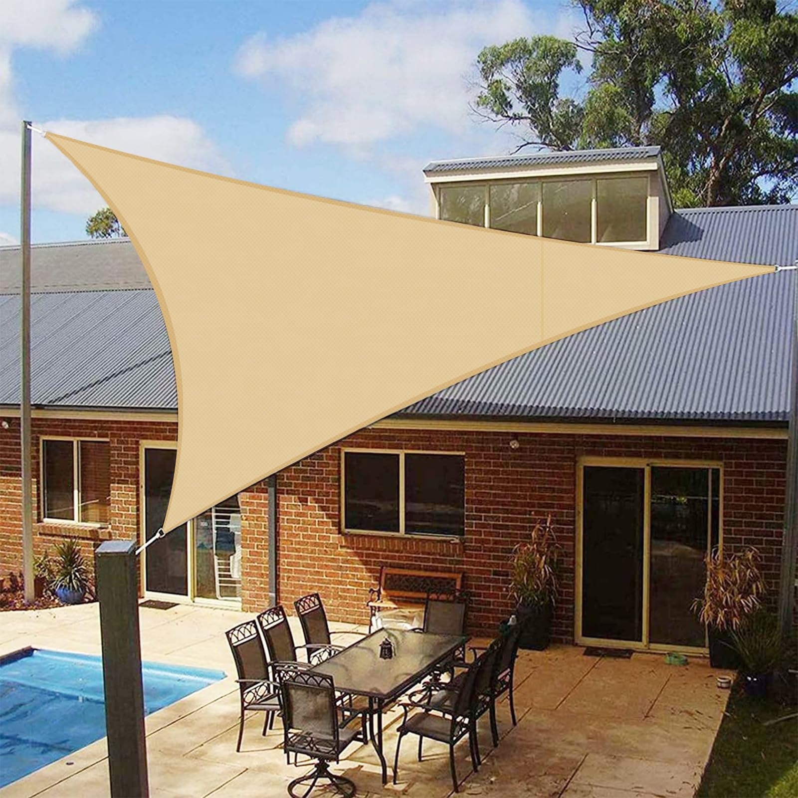 LOVE STORY Sun Shade Sail Waterproof Triangular 3.6x3.6x3.6m Canopy Outdoor UV Block Sunshade Sail for Patio Garden Backyard,Sand