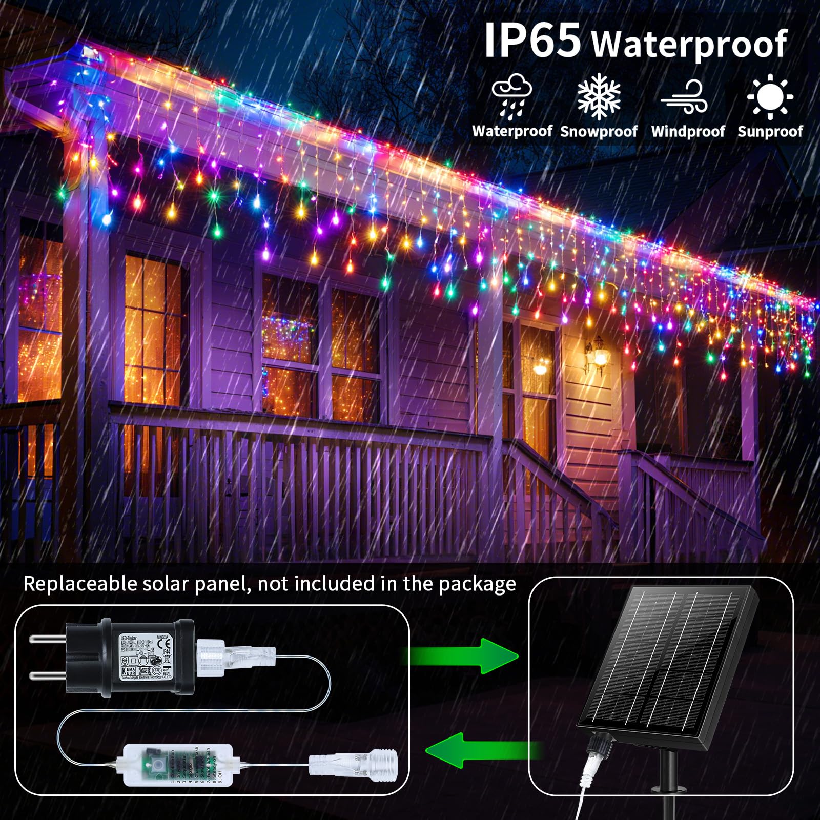 25+5M 800LED Renouvelable Guirlande Lumineuse Extérieure, 3 In 1 Guirlande Noel Extérieure avec 8 Modes, Timer, Fonction Mémoire Rideau Lumineux Noë, pour intérieur extérieur Deco Noel Extérieur