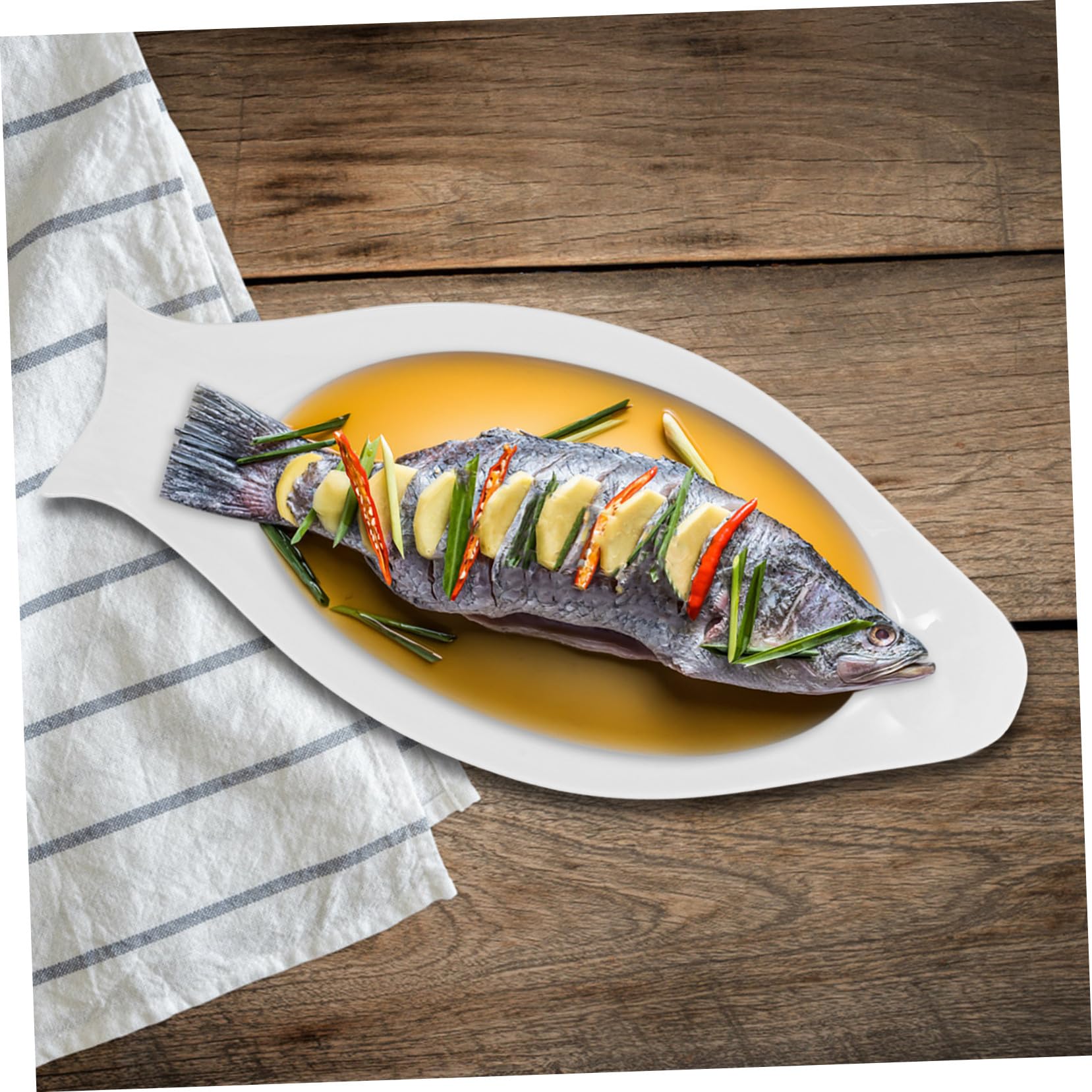 Toyvian Vajilla de Pescado Ovalada de Cerámica de 16 Pulgadas Diseño Sencillo Adecuado para Servir Aperitivos Hogar o Restaurante