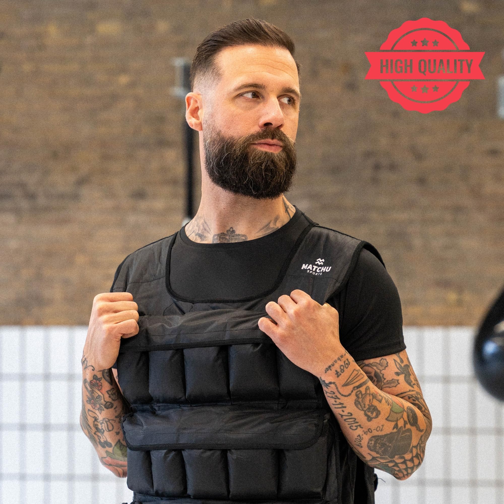 Matchu Sports - Gilet lesté 20 kg - réglable - noir - pour fitness et course - acheter un gilet lesté - gilet lesté - gilet lesté