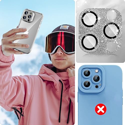 Miniatura 4 de imluckies Protector de lente de cámara brillante para iPhone 15 ProiPhone 15 Pro Max, anillo de metal brillante, película trasera de vidrio templado