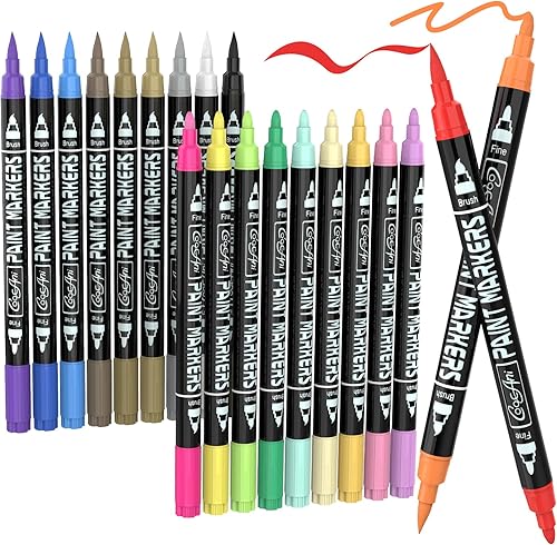 Marcadores de pintura de 20 colores, bolígrafos de pintura acrílica a base de agua para madera, lienzo, vidrio, cerámica, pintura Roch,