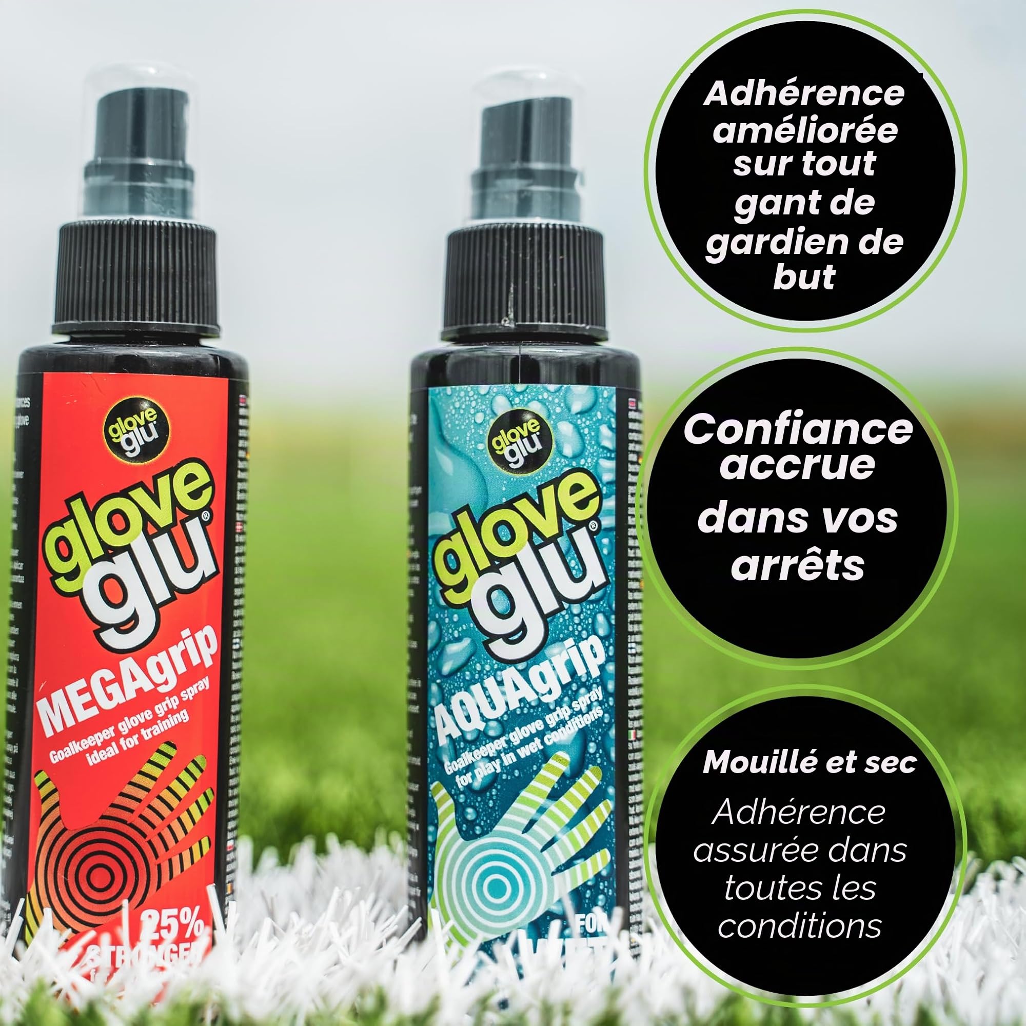 Gloveglu Megagrip Aquagrip Sac pour Homme Mega + Aqua pour améliorer la Prise en Main des Gants de Gardien de But Noir Taille Unique 120 ML