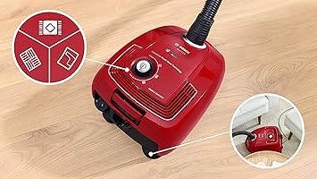 Bosch - Aspirador con Bolsa,Serie 4,Filtro higiénico PureAir, Rojo, BGB38RD24