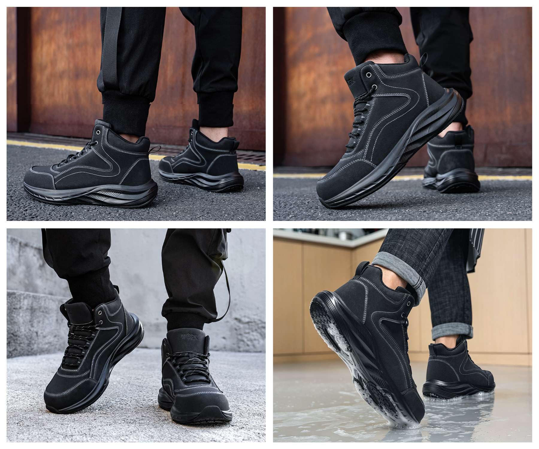 LARNMERN Arbeitsschuhe Sicherheitsschuhe Stiefel Herren Wasserdicht Rutschfester Stahlkappenschuhe