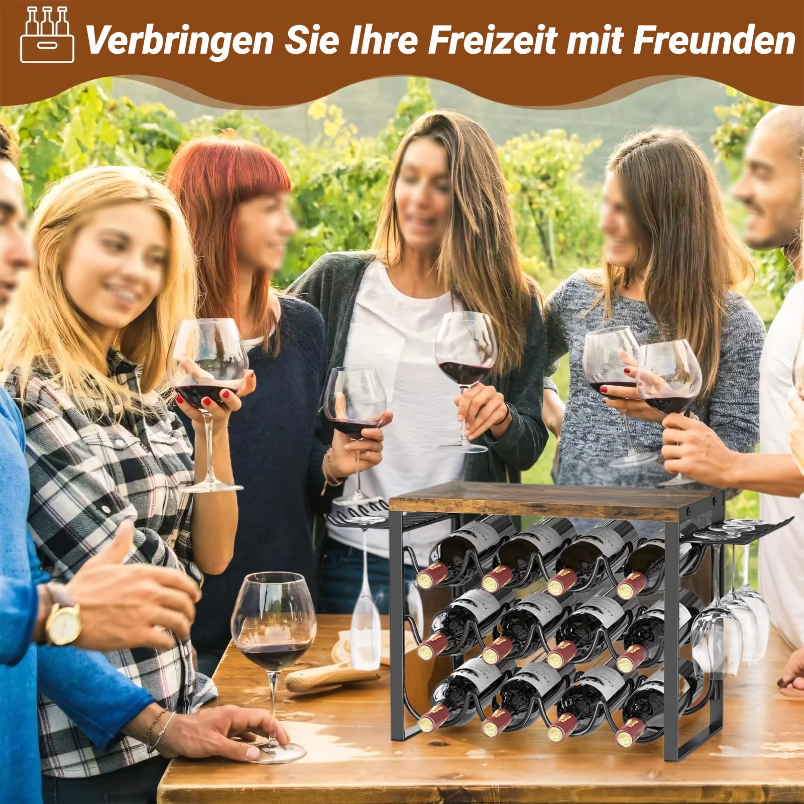 Awoyep Weinregal Holz Arbeitsplatte Flaschen Organizer: Kleine Barregal Retro Bar Regale Flaschenregal Lagerung Halter Countertop Wine Regal für Hausbar Weinaufbewahrung Mini Bar (Schwarz) Küche, Haushalt & Wohnen