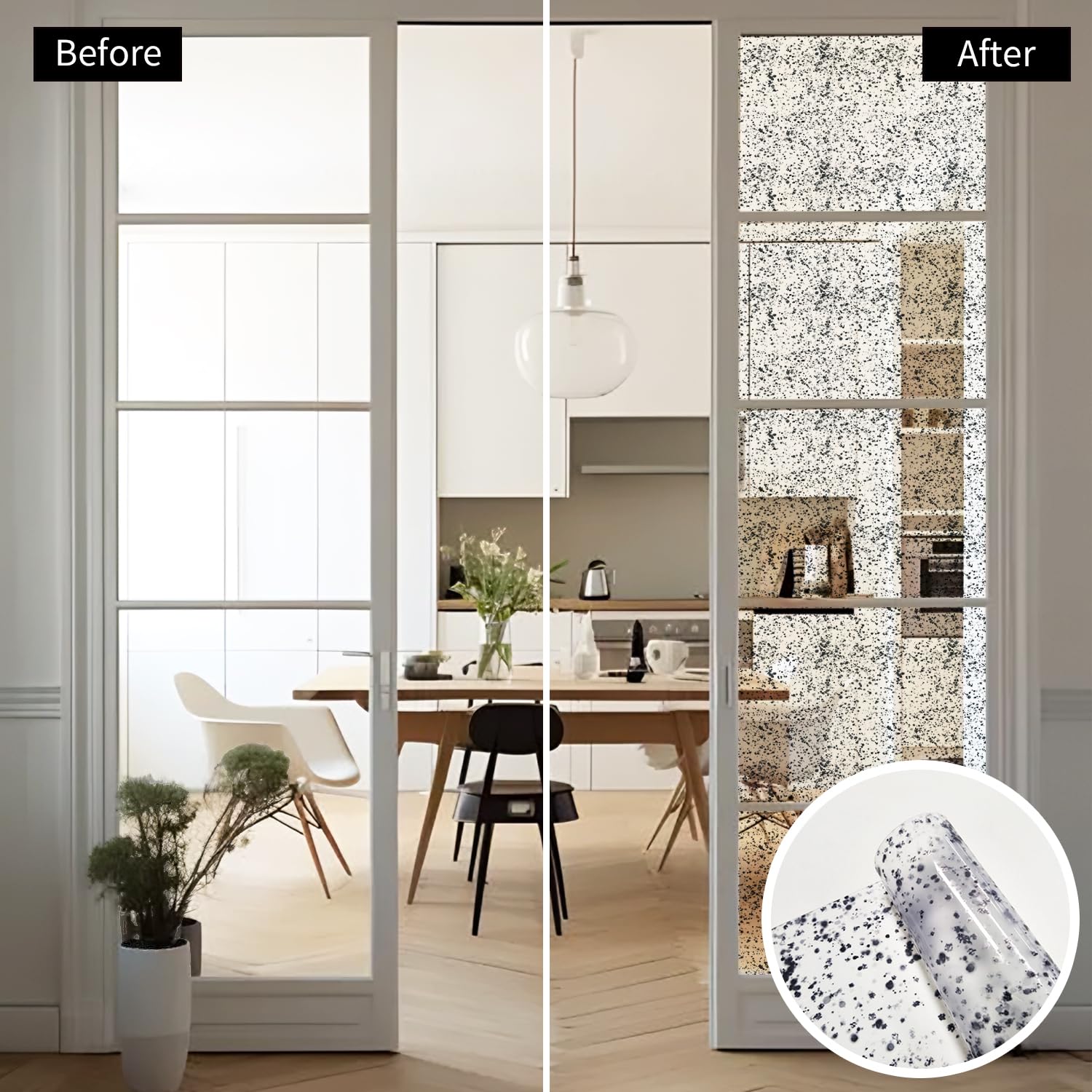 funlife Film pour fenêtre de luxe vintage – Effet miroir effet miroir antique moucheté argenté 43 x 200 cm