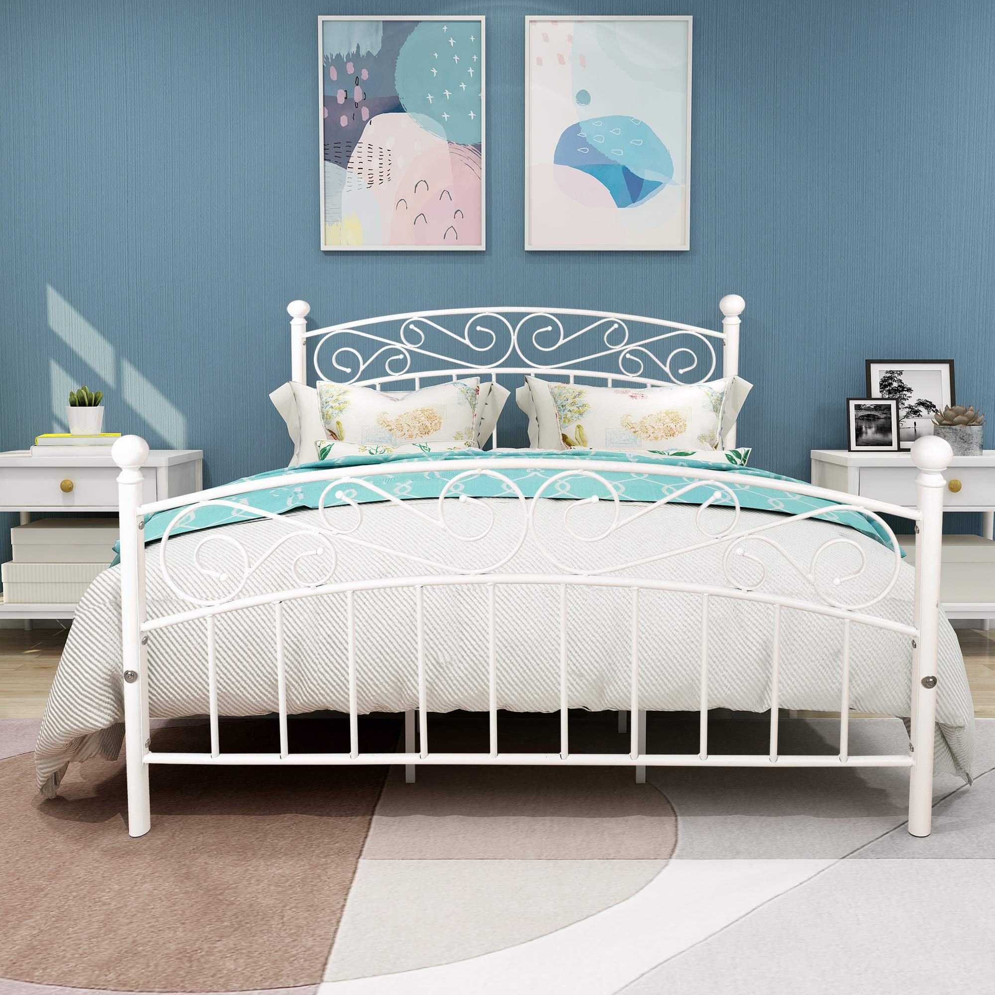 Buy Elegant Home Products Metal Bed Frame Sturdy Queen Size with