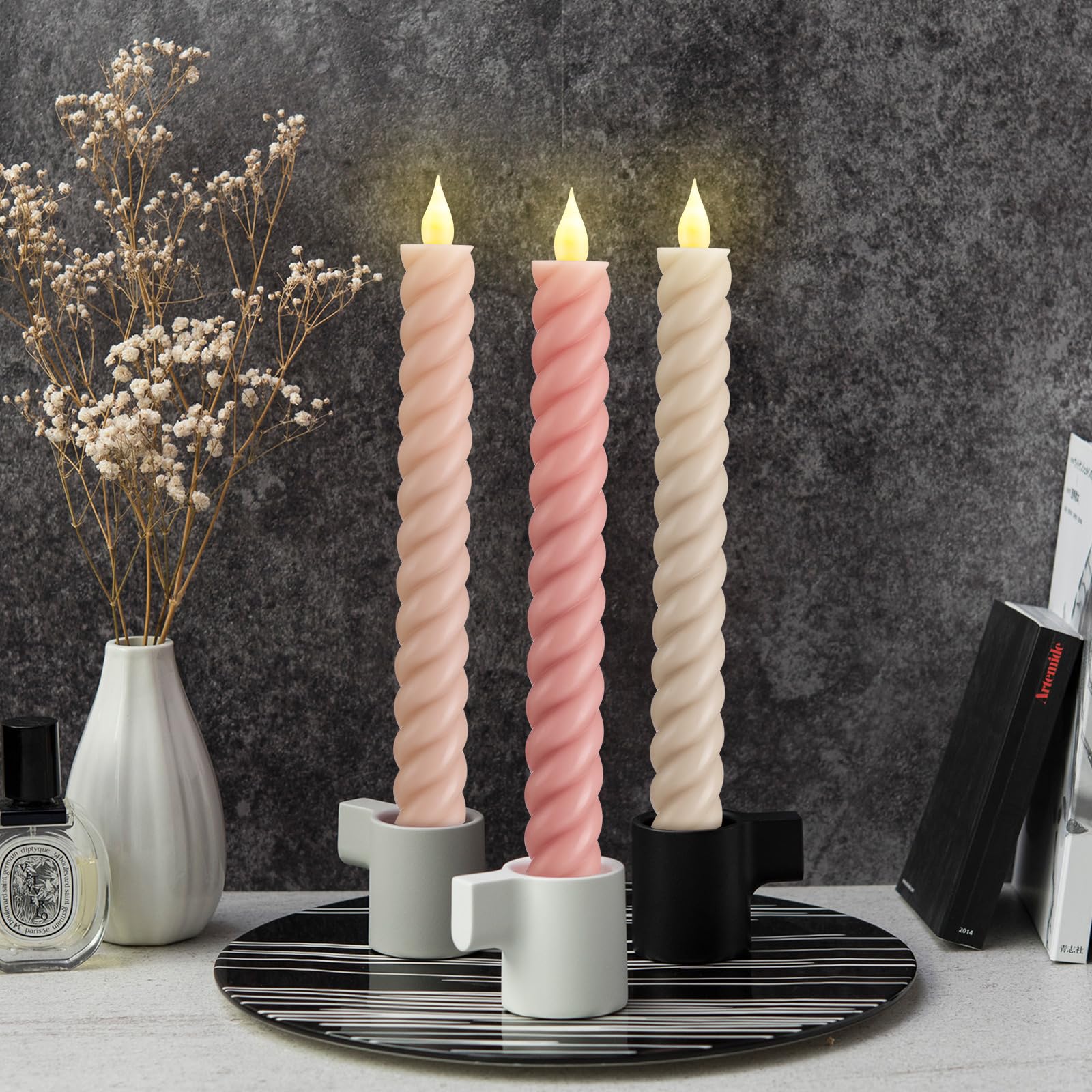 Amazon.com: Baquler 6 Pcs Pastel Pink Flameless Taper Candle