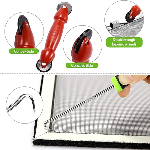 Miniatura 4 de FLYZZZ Herramienta de pantalla de 2 piezas, herramienta de pantalla de ventana con mango de acrilonitrilo butadieno estireno y ruedas PA6 y gancho