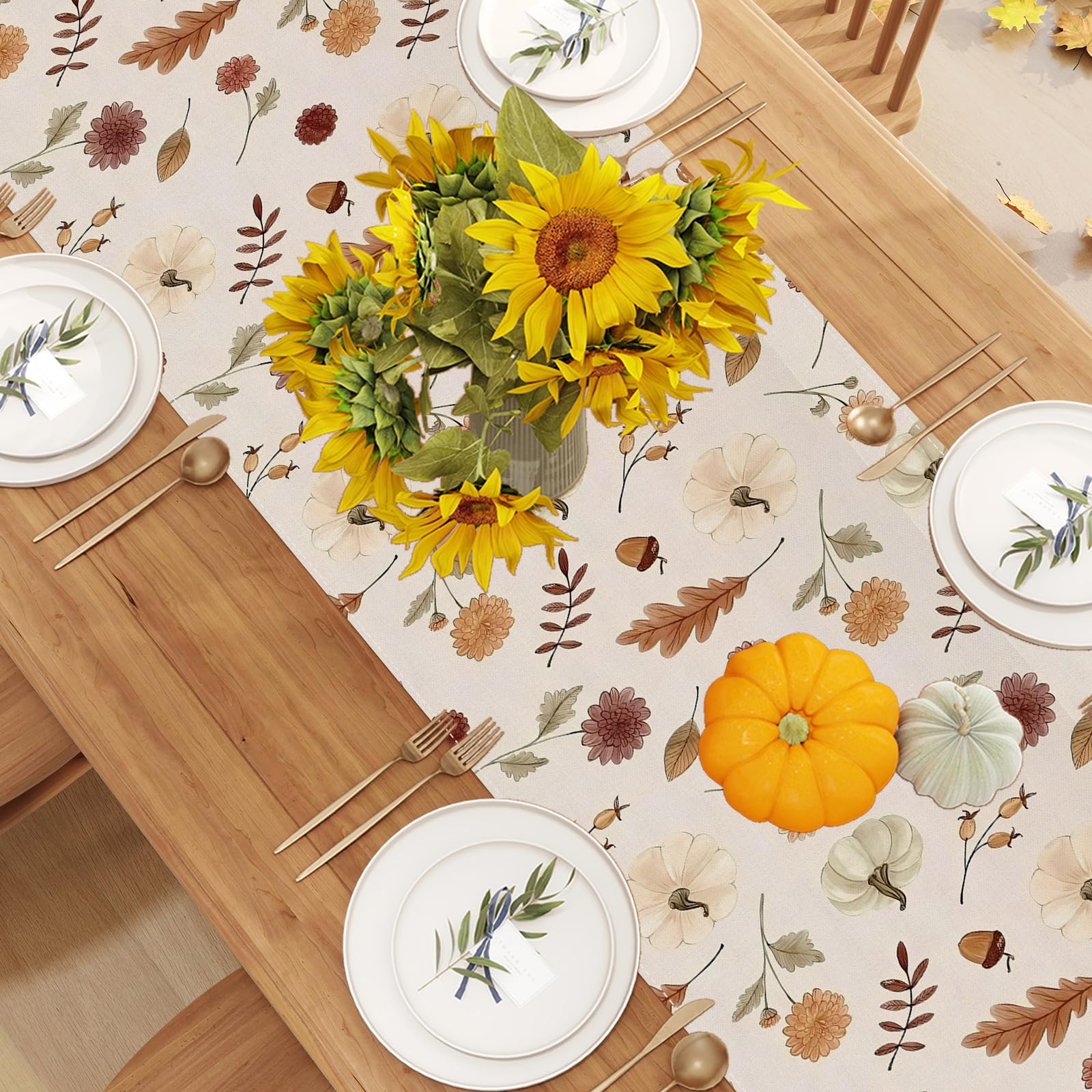 Snapklik.com : Linen Fall Table Runner 72 Inches Long, Fall Leaves ...