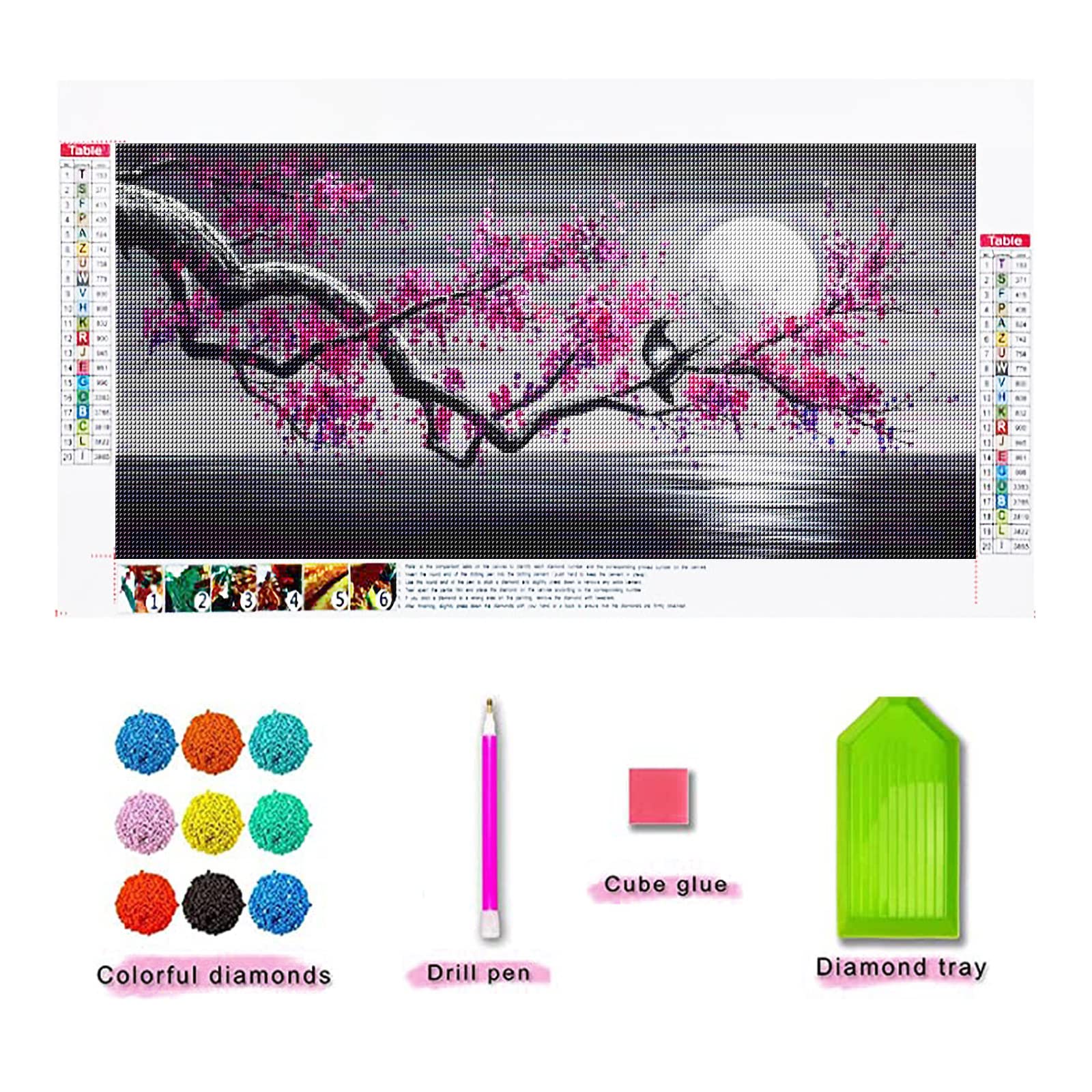 Trayosin Diamond Painting Erwachsene Blumen Diamant Painting Bilder Groß XXL Lila Blume Diamond Painting Set Full Drill Wandkunst Als Geschenk Und Wanddekoration Wohnzimmer Home Büro (120x50cm)