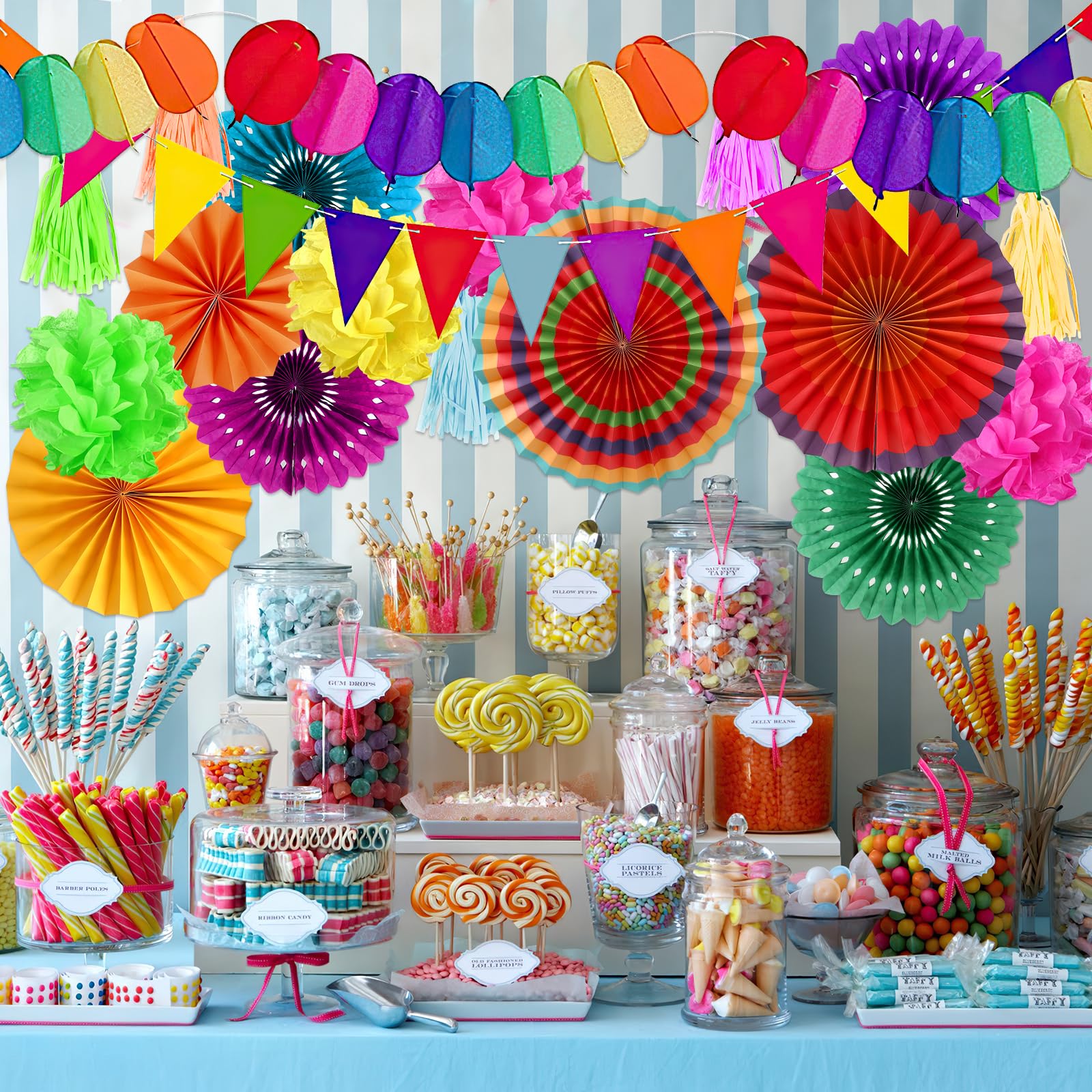 Decorazione Festa Compleanno Kit Decorazione Festa Di Compleanno: Bandiere, Pompon, Palloncini E Ghirlande Per Una Festa Colorata E Divertente Set Decorazioni Party