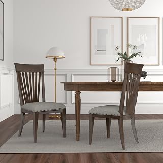 Roundhill Furniture Grant Nailhead Trim Upholstered Dining Chairs, Set of 2, Beige