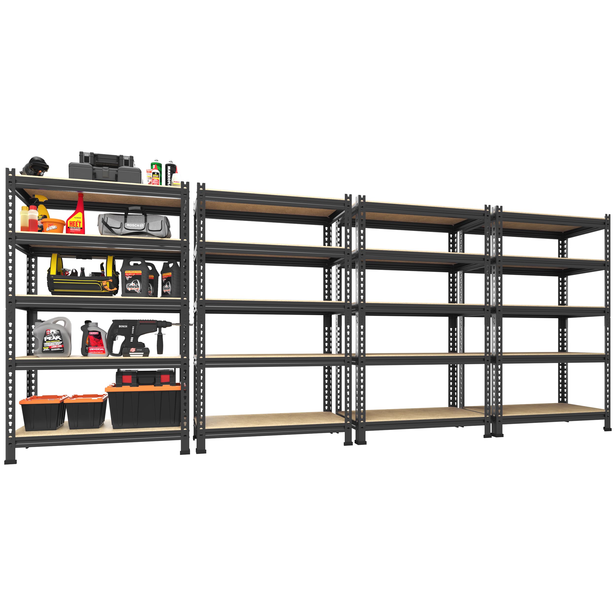 PrimeZone Storage Shelves 4 Pack 5 Tier Adjustable Garage Storage Shelving, Heavy Duty Metal Storage Utility Rack Organizer Shelf Unit for Warehouse