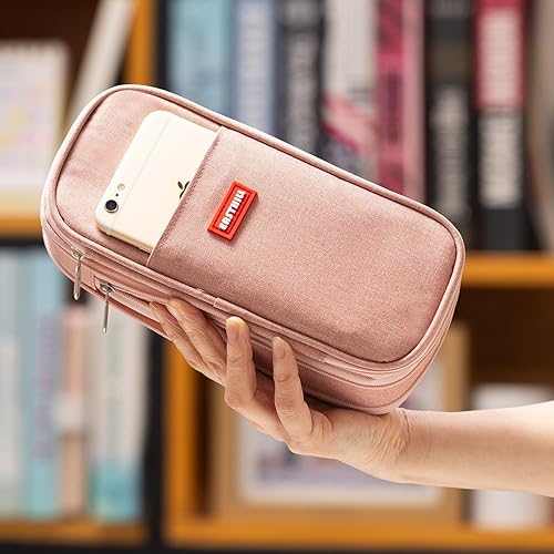 Miniatura 6 de EASTHILL Estuche para lápices de gran capacidad, bolsa grande para lápices, bolsa de papelería para adolescentes, color rosa oscuro