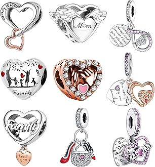 9 Pack Plated Silver Spacer Beads Charms fit Bracelet Dangle Set