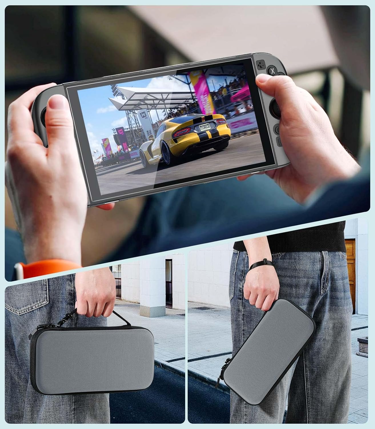 MoKo Switch 2 Accessories Bundle Kit for Nintendo Switch 2 (2025), 14 in 1 Gift Kit with Carrying Case, Protective Cover, Clear TPU Joycon Case, 2x Screen Protectors and 8x Thumb Grip Caps, Gray - Image 8