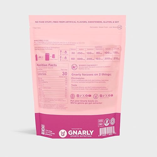 Miniatura 10 de Gnarly Nutrition Hydrate Electrolyte Powder  Mezcla de bebida hidratante para ejercicio de frambuesa  Contenido NSF Certificado  Solución de