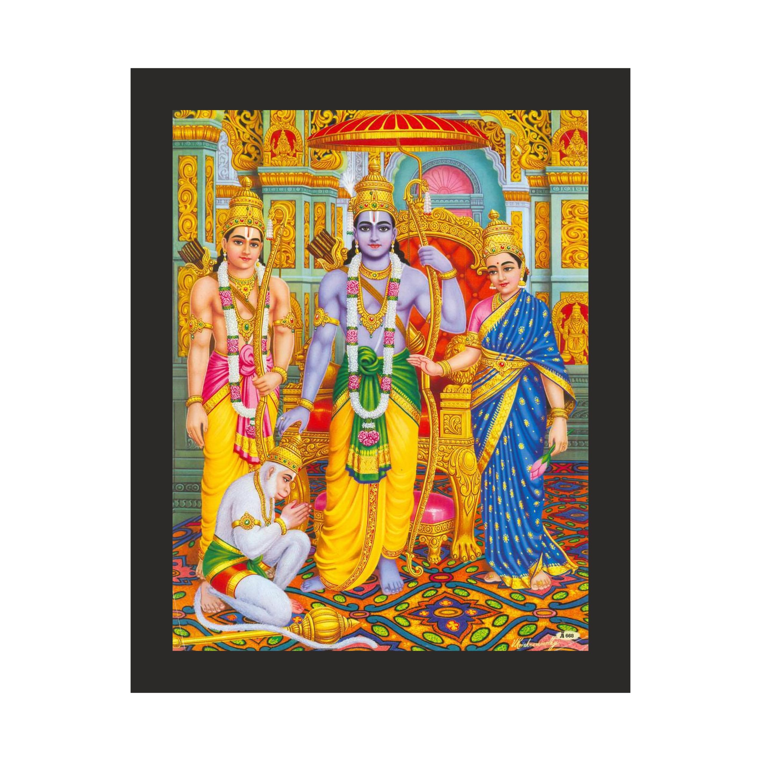 Ram Darbar: Divine Family Harmony - 12x15 Inches
