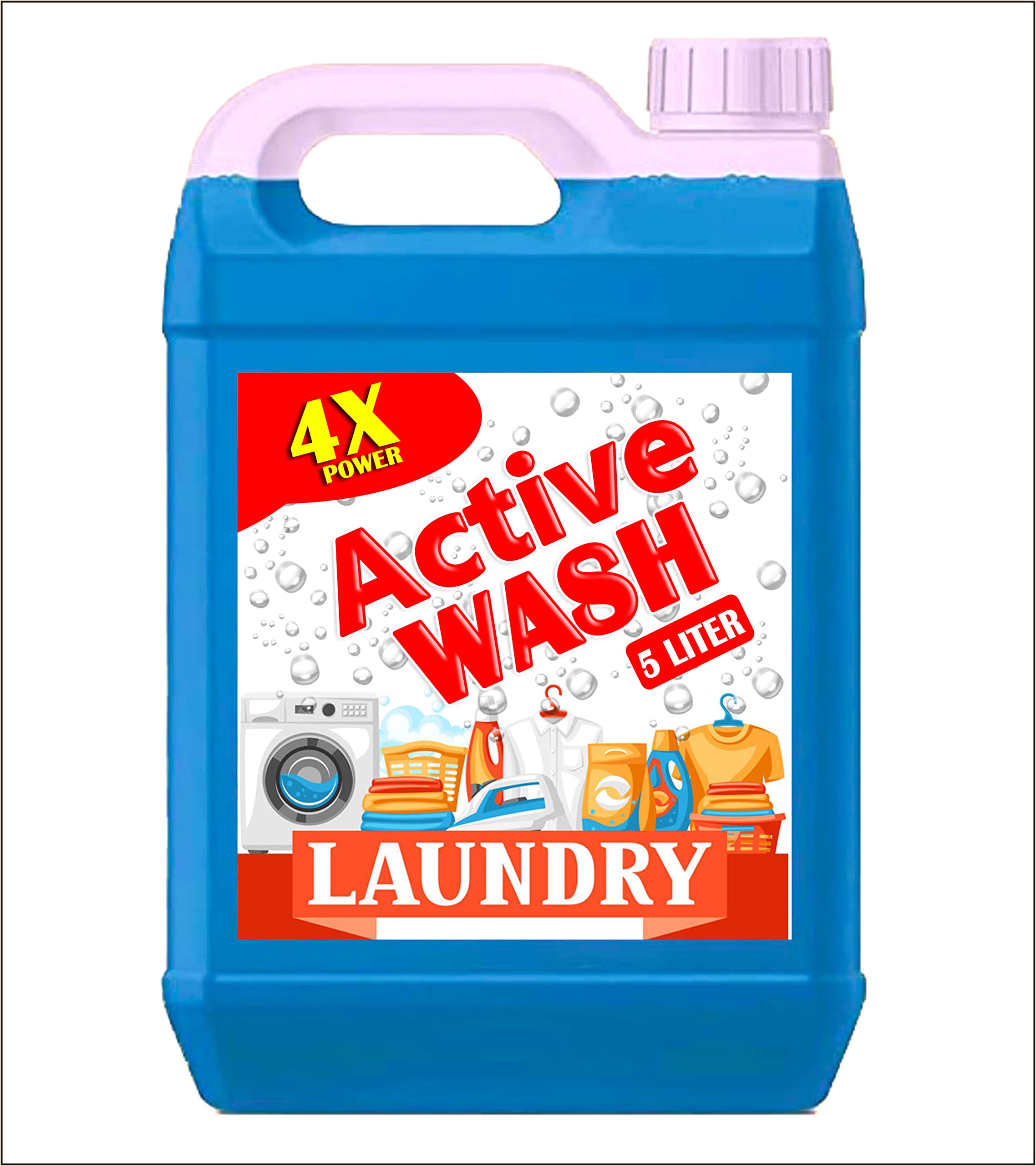 ACTIVE WASH Top Load Liquid Detergent 5 L, Specially designed for Tough Stain Removal on Laundry in Washing Machines