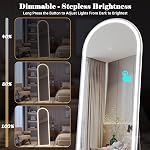 ZKIODV Arched LED Miroir pleine longueur, Miroir plein corps debout avec lumières, Miroir Arch Floor, Grand miroir mural, Miroir debout pour la chambre, Salon, Miroir lumineux (blanc) 160 x 50 cm)