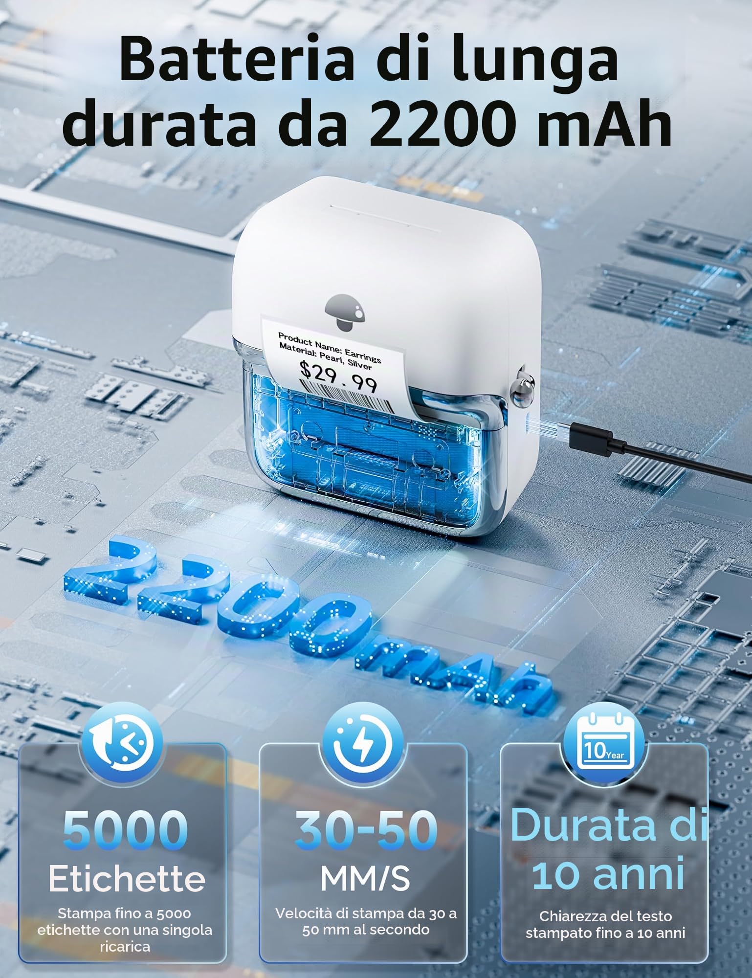 Phomemo M250 Stampante per Etichette - 3 Inch Stampante Termica Portatile, Supporto per Etichettatrice Bluetooth da 20-75 mm, Mini Stampante Etichette Adesive per Piccole Imprese, Casa e Ufficio